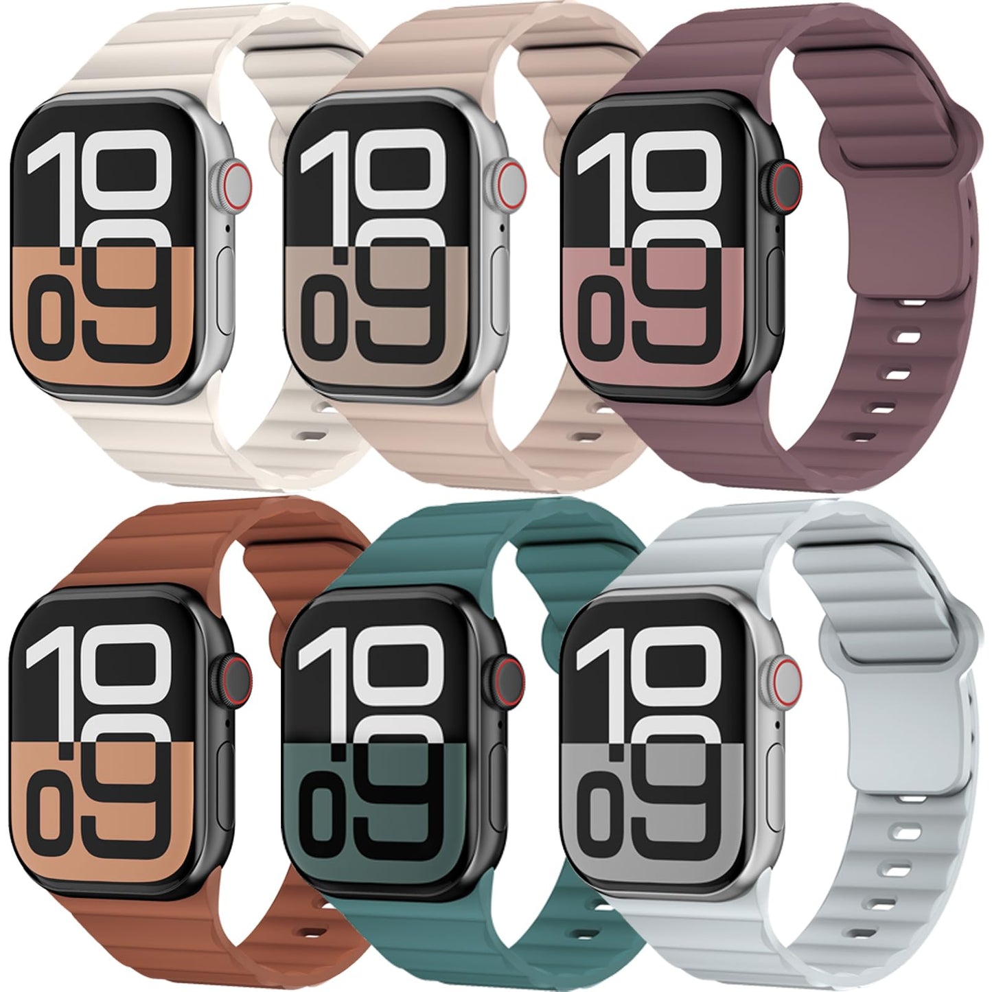 6 Pack Sport Bands for Apple Watch Band 40mm 41mm 42mm 38mm 44mm 45mm 46mm iWatch bands for Women Men,Waterproof Silicone Strap Wristband for Apple