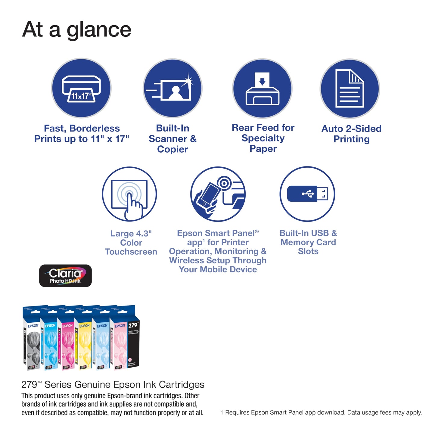Epson Expression Photo XP-980 Wireless Wide-Format Printer with 6-Color Claria Ink System, Borderless Printing up to 11" x 17", Fast 4" x 6" Photo