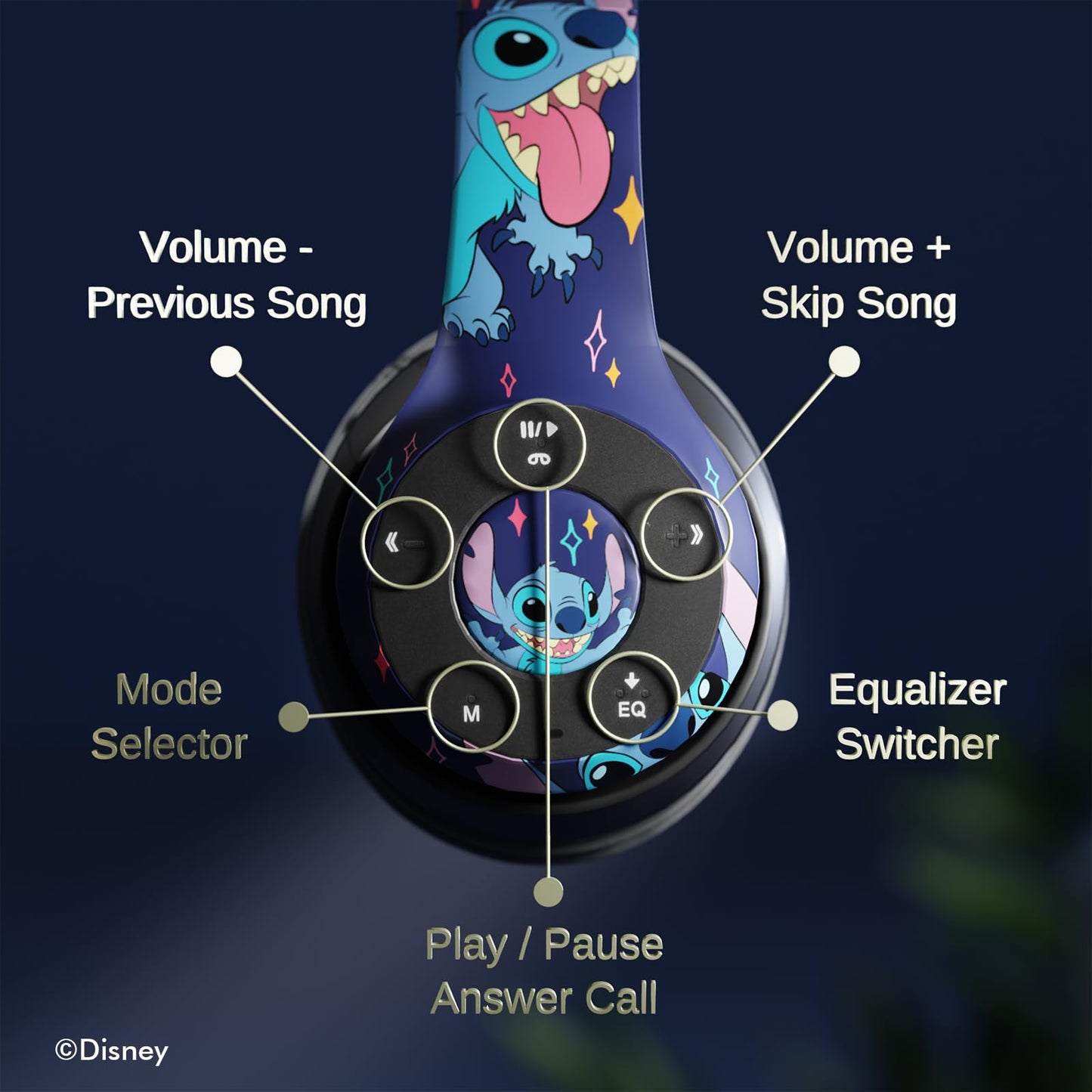 iJoy Disney Lilo & Stitch Lick Bluetooth Over-Ear Headphones, Wireless Foldable Headset with Built-in Microphone for Adults and Kids, Comfortable…