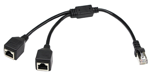30cm/1ft RJ45 Network Cable zdyCGTime 1 RJ45 Female to 2 RJ45 Female Network Y type Cable,Used to switch networks between two computers or to connect