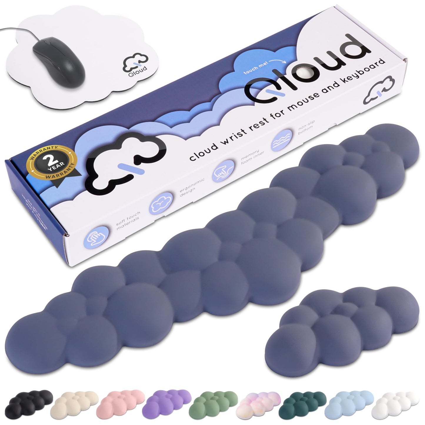 Create-ables Qloud Cloud Wrist Rest Keyboard Wrist Rest for Computer Keyboard Pad, Cloud Keyboard Wrist Rest, Wrist Pad for Keyboard, Memory Foam, Non