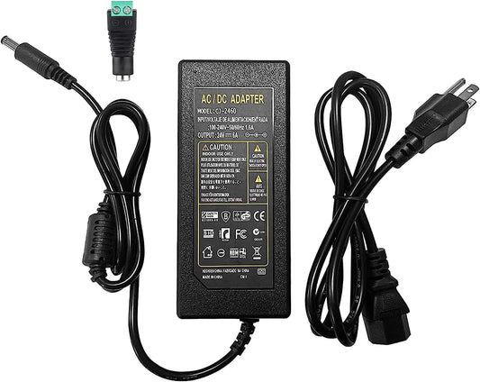 Auplf 24V 6A 144W AC Power Supply Adapter, 100-240V AC to DC, 5.5mm x 2.1mm DC Plug, for LED Strip Lights, CCTV Cameras, Other 24V Devices