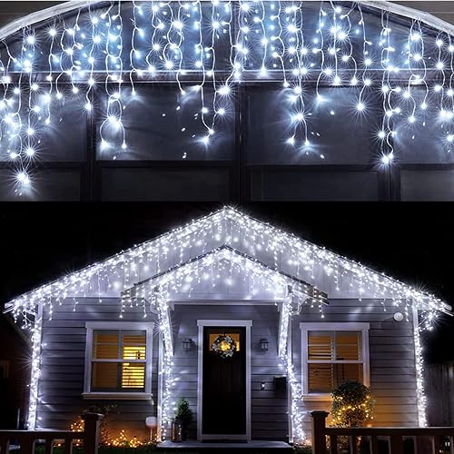 Led Christmas Lights Outdoor Christmas Decorations Hanging Light 400LED 8 Modes 75 Drops, Waterproof Outdoor Indoor Fairy Christmas Lights for Party