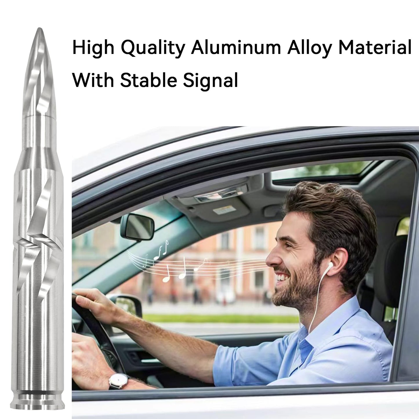 Car Truck Bullet Antenna 50 Cal Bullet Antenna Truck Accessories Universal Replacement for GMC Sierra 1500 Chevy Dodge Ram Silverado 1500 2500 3500