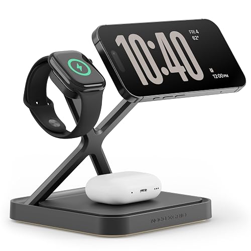 NOCO XGrid XDS3: 3-in-1 Wireless Charging Stand - Charging Station for iPhone, Apple Watch, and AirPods - MagSafe Compatible, Qi2 Certified - Includes
