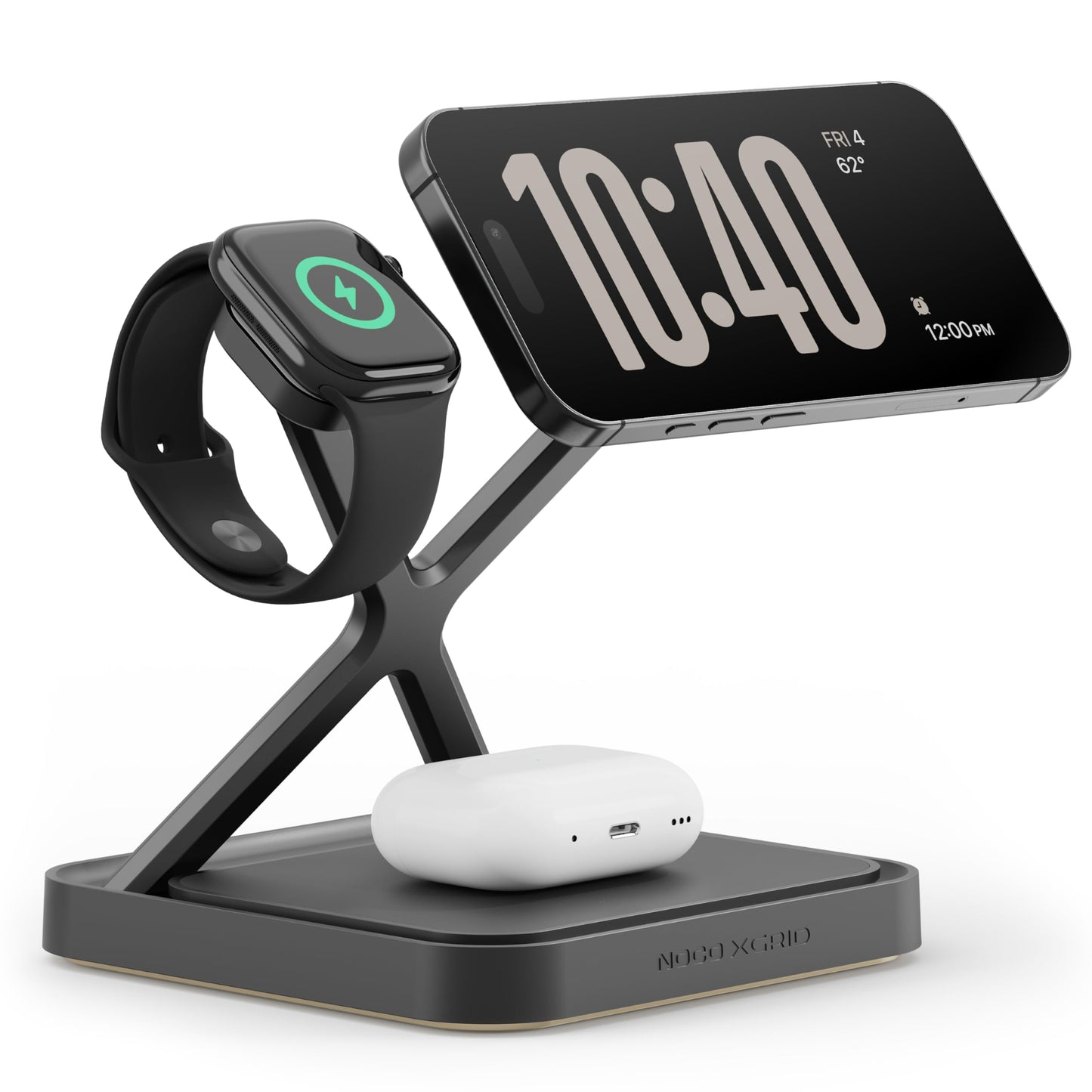 NOCO XGrid XDS3: 3-in-1 Wireless Charging Stand - Charging Station for iPhone, Apple Watch, and AirPods - MagSafe Compatible, Qi2 Certified - Includes
