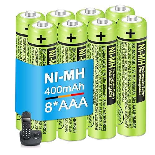 EOCIK BK-40AAABU 8 Pack NI-MH AAA Rechargeable Battery for Panasonic 1.2V 400mAh Rechargeable AAA Batteries for Cordless Phones,Remote Controls