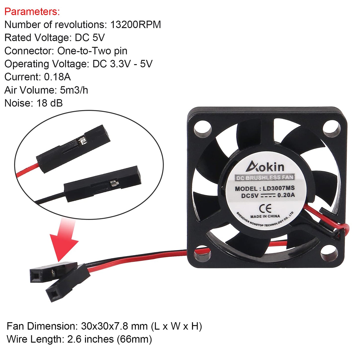 MELIFE 6 pcs Mini Cooling Fan for Raspberry Pi 4/5, 30x30x7mm, Quiet, Long Life, 3.3V/5V DC, Compatible with RPi 5/4/3/2/B+/Zero/Zero W, Robot Project