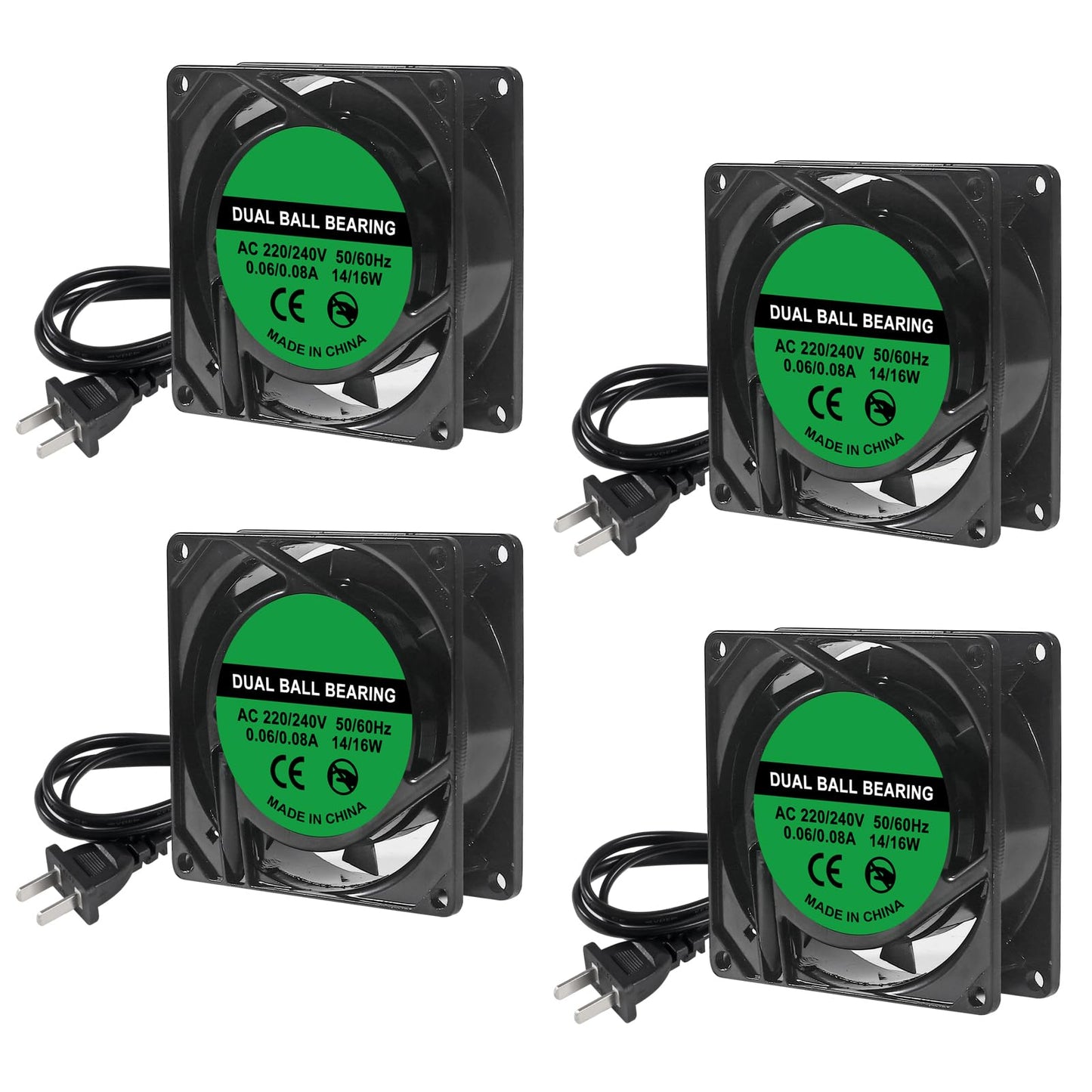D-FLIFE 4pcs 8025 Cooling Fan 80x80x25mm DC 12V Cooler Brushless XH2.54 2Pin for DIY PC Computer Case - EC Industrial 80mm 25mm