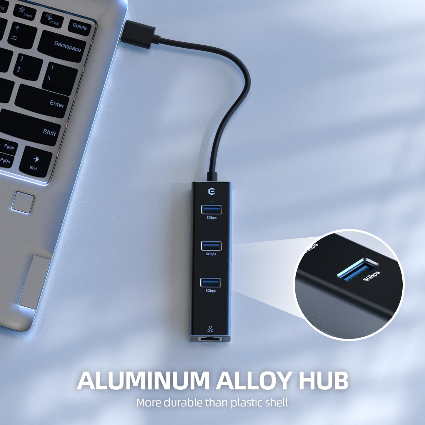 Ethernet Adapter, Tymyp 4 Port USB to Ethernet Adapter, 3 Ports USB 3.0 Ethernet Hub with RJ45 1Gbps Gigabit Ethernet Solution, USB Network Adapter