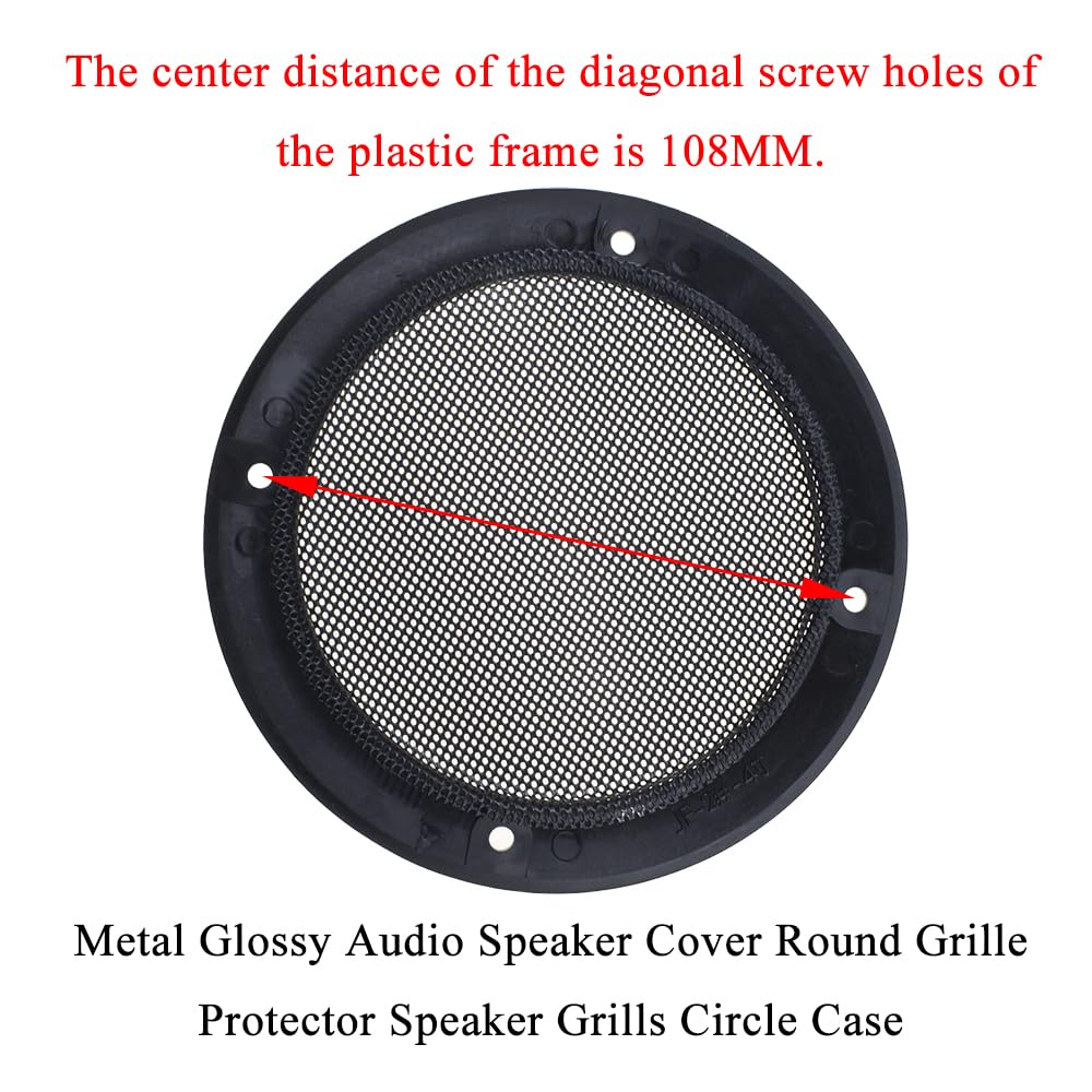 Acoeitl 4 Inch Metal Glossy Audio Speaker Cover Round Grille Protector Speaker Grills Circle Case Repalcement for Home Theater DIY Speakers and Cars