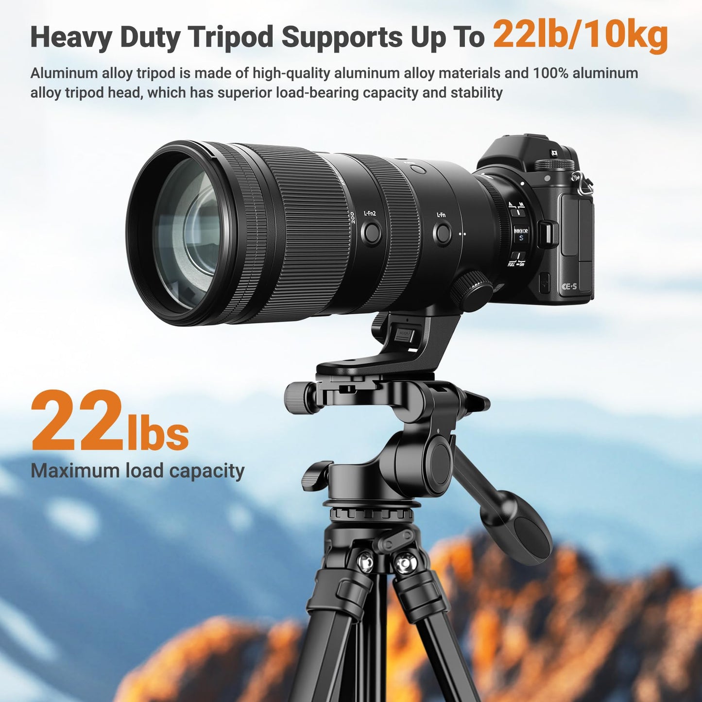 Joilcan 66" Travel Tripod for Camera, Aluminum Compact Tripod with Pan Head, Detachable Center Axis, Cell Phone Holder & Carry Bag, Max Load 22lbs