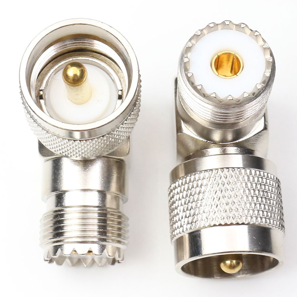 ANHAN UHF Male to Female Right Angle Connectors, PL259 Coax Connector UHF Right elbow 90 Degree Connector SO239 Coaxial Connectors Adapters 2Packs