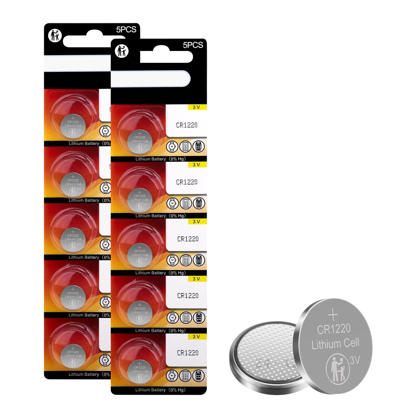 JOXIYECLTL CR1220 Battery 3v Lithium CR 1220 Button Cell Battery(10 Pack)