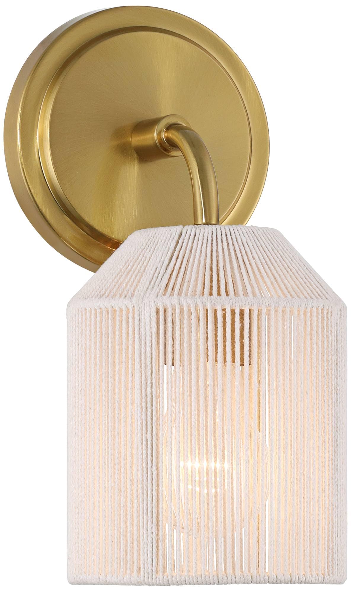 Possini Euro Design Jacob 11" High Modern Wall Sconce Light Lamp Fixture Mount Bathroom Bedroom Bedside Living Room Hardwired Cordless Gold Natural