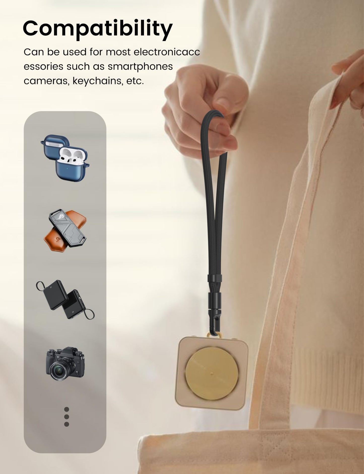 POHFP Phone Wrist Strap, Anti Theft Phone Strap, Adjustable Cell Phone Lanyard Strap with 360° Rotating Hook, Hand Wrist Strap Lanyard with Tether