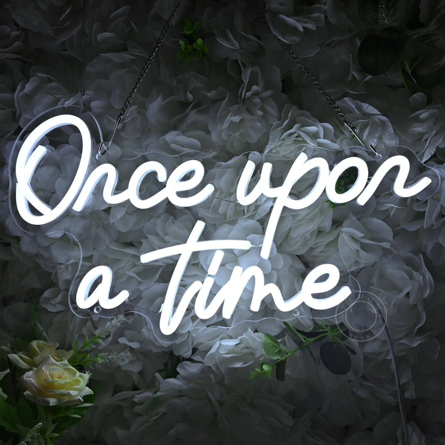SYLHOME Once Upon A Time LED Neon Light Sign Home Bedroom Kids Room Nursery Wall Decor Sign Words Art Wedding Birthday Bookshelf Decor 5V USB