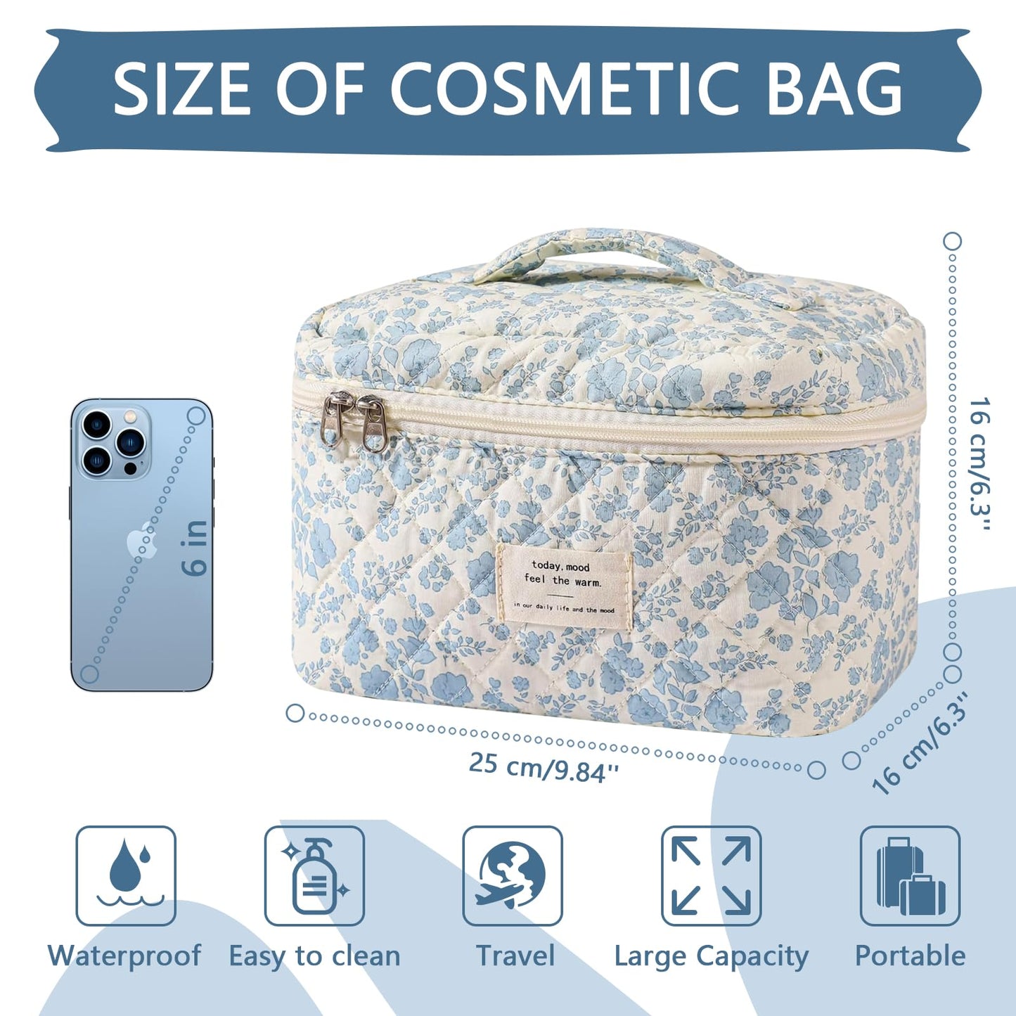 Large Makeup Bag – Floral Coquette Aesthetic Cosmetic Pouch for Women & Girls, Cute Travel Toiletry Organizer Bag (BDLH)
