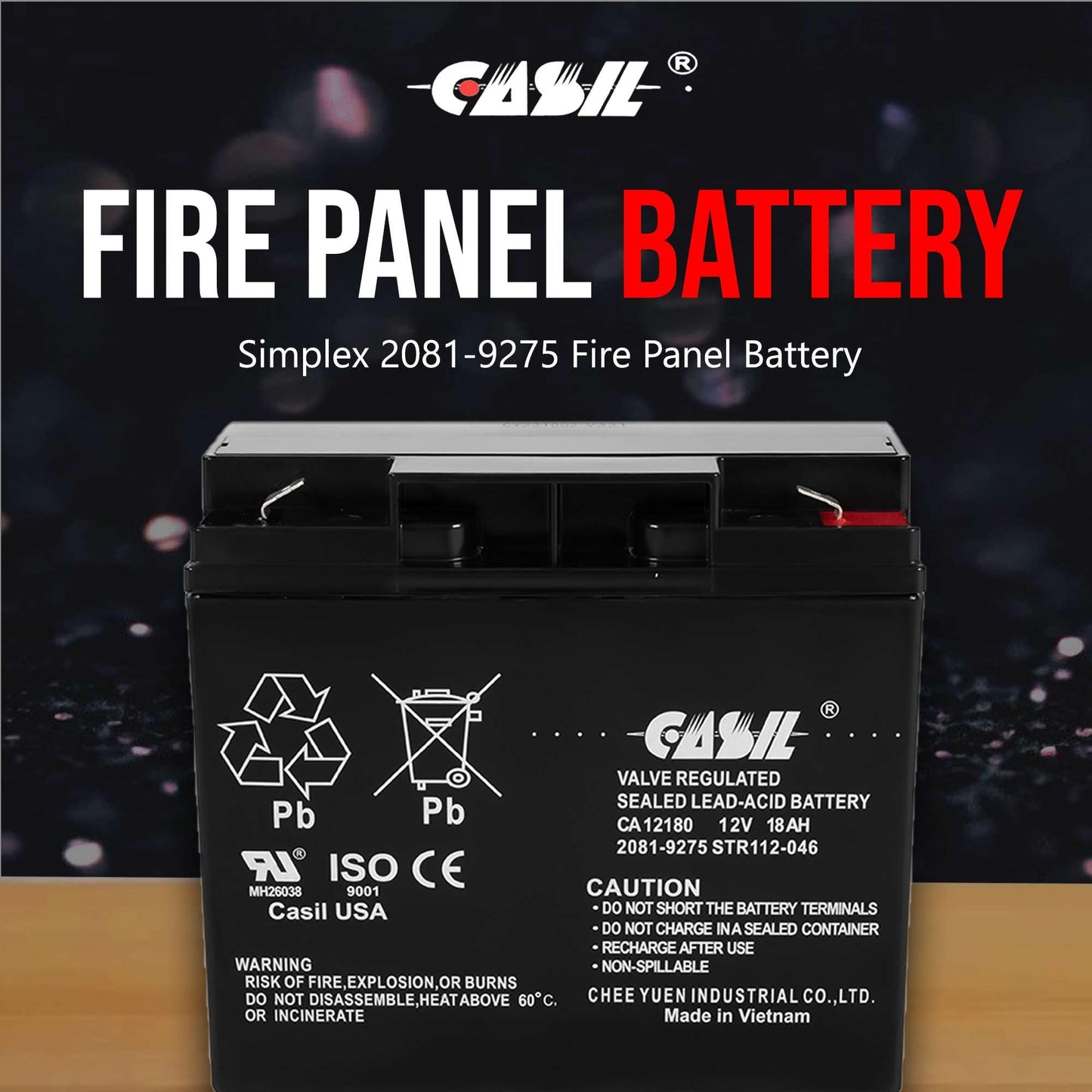 Simplex 2081-9275 Fire Alarm Control Panel Battery 12V 18Ah F2