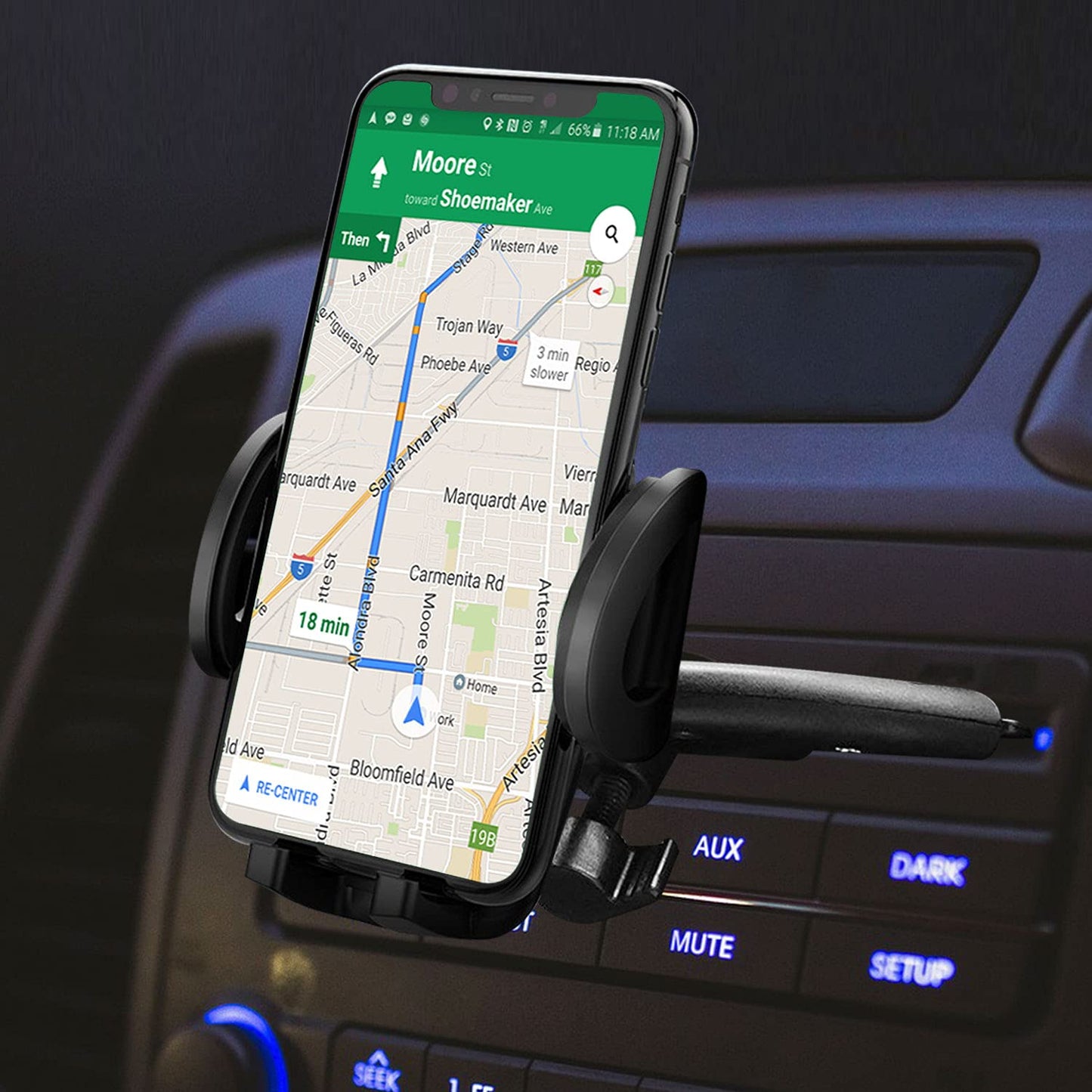Cellet Universal CD Slot Phone Mount - 360° Rotating Car Phone Holder with Secure CD Slot Base & One-Touch Release, Compatible with Apple iPhones