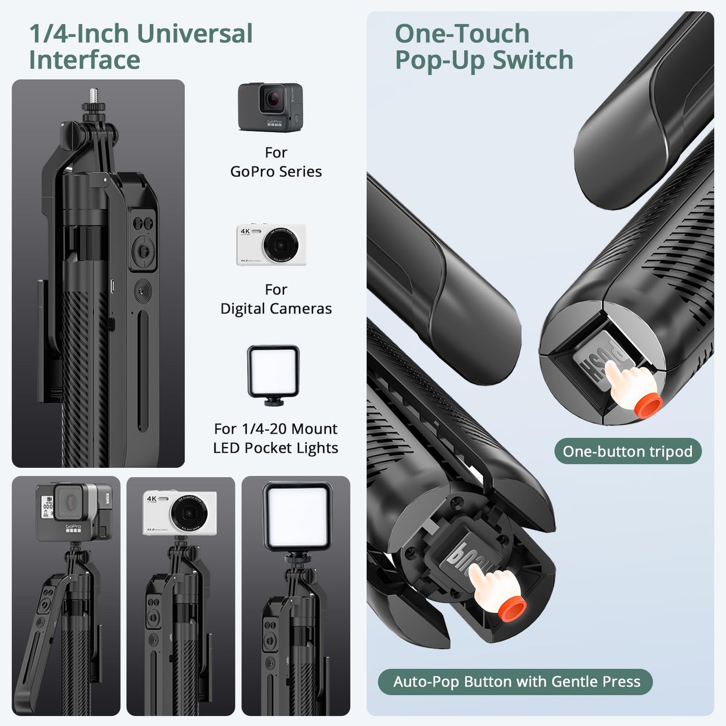 Content Creator Essentials Tripod for iPhone with Light & 2 Wireless Microphones, 71" Auto Face Tracking 360° Rotation Vlogging Kit