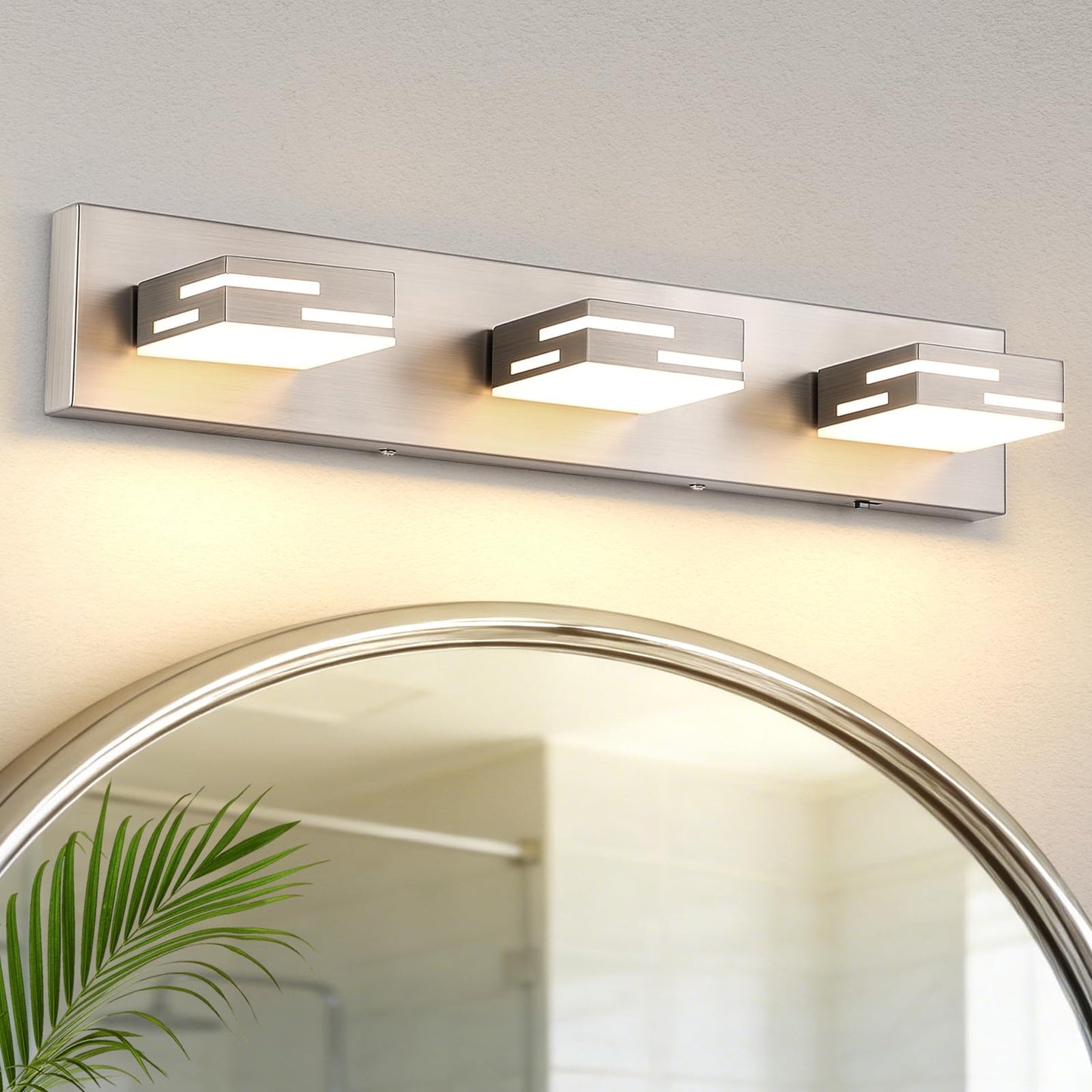 MKBNG 3-Light 5CCT Modern Bathroom Vanity Light Fixtures, 24-Inch 350° Rotatable LED Vanity Lights Over Mirror, Dimmable Brushed Nickel Wall Sconce