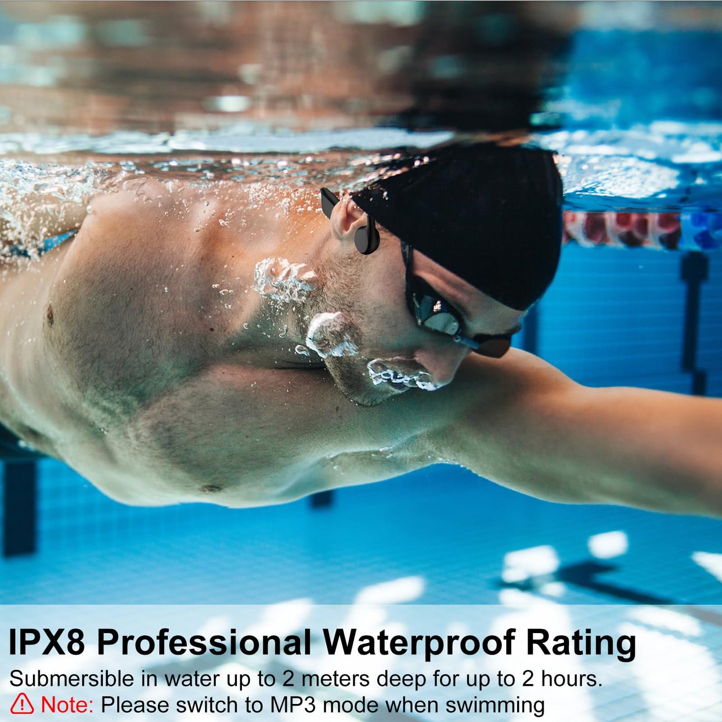 RELAXYO Swimming Bone Conduction Headphones, IPX8 Open Ear Headphones Bluetooth 5.4 Waterproof Earbuds with 32GB MP3 7H Playtimes, Underwater…