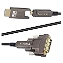 SkyeySnail 25ft 4K HDMI DVI Cable, Fiber Optic HDMI Cable, Micro HDMI to HDMI, Detachable Type A to DVI, D to DVI, 18Gbps Ultra Speed, Slim Flexible