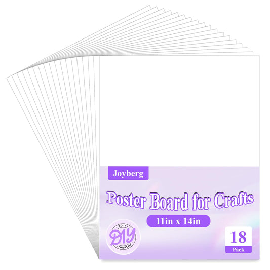 Joyberg 18Pack Poster Board, 11in x 14in White Poster Boards, Posterboard, Poster Board Paper for Crafts, DIY, Drawing