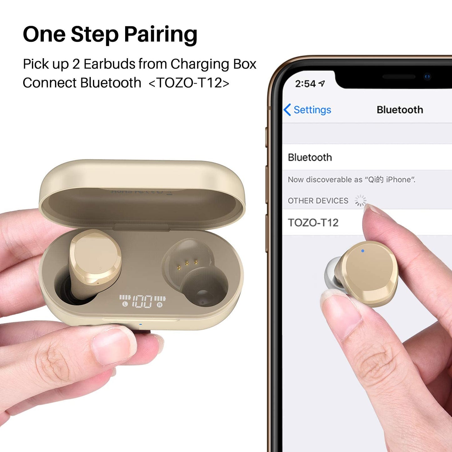 TOZO T12 Wireless Earbuds Bluetooth 5.3, Premium Sound, LED Digital Display