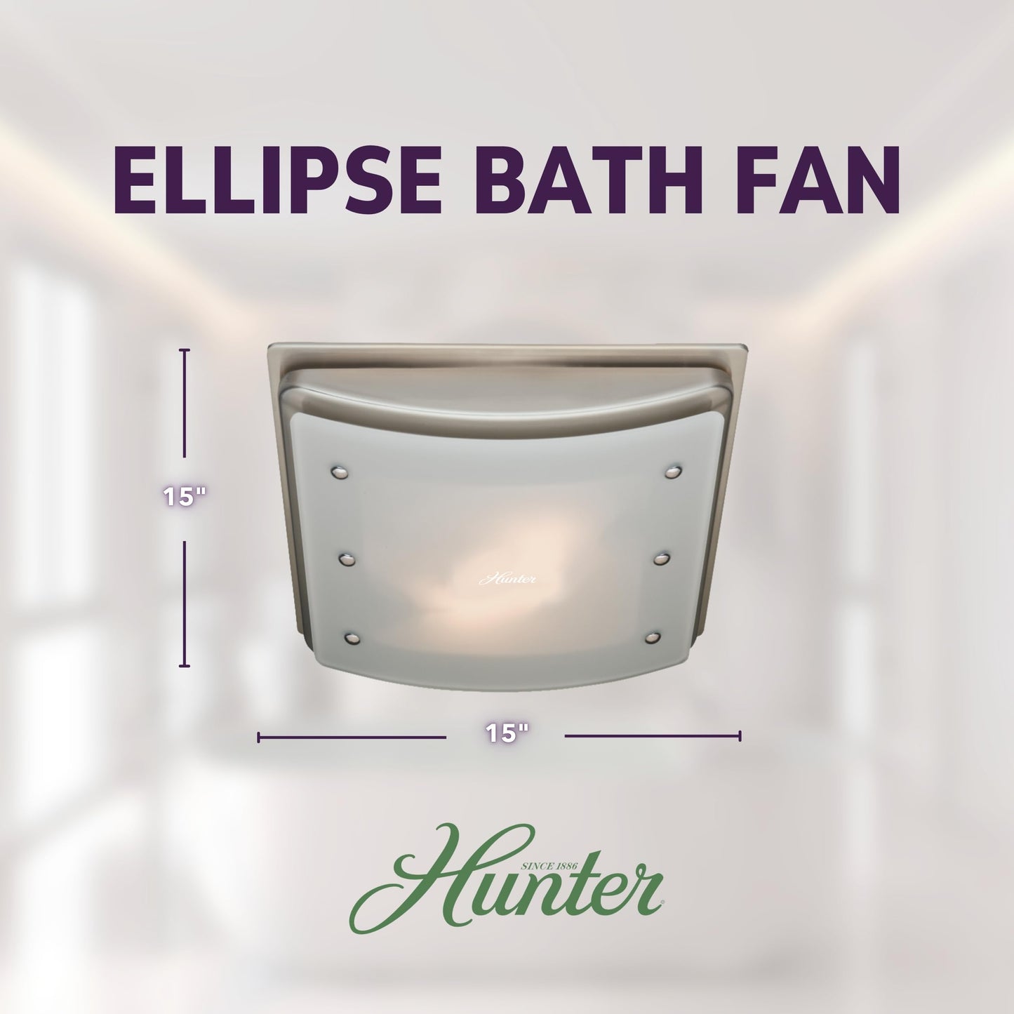 Hunter Ellipse 100 CFM Ceiling Exhaust Bath Fan with Light and Night Light - Brushed Nickel