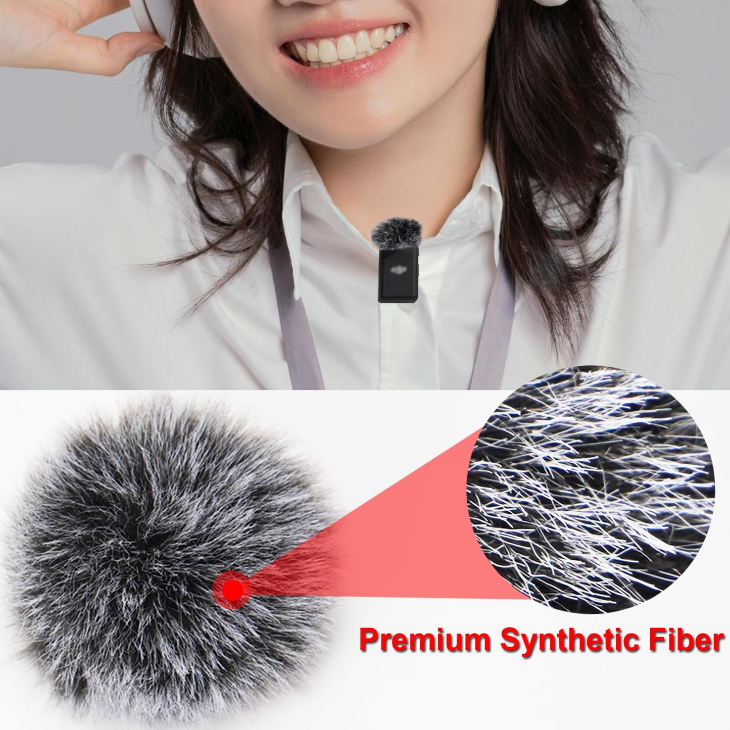 FONDFRAMORY Microphone Windscreen for DJI Mic, Furry Wind Muff Pop Filter Compatible with DJI Wireless Lavalier Mic, Fur Microphone Cover Sound