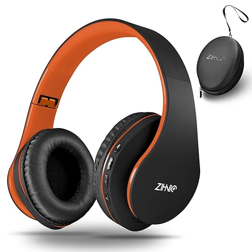 ZIHNIC Bluetooth Headphones Over-Ear, Foldable Wireless and Wired Stereo Headset Micro SD/TF, FM for Cell Phone,PC,Soft Earmuffs &Light Weight…