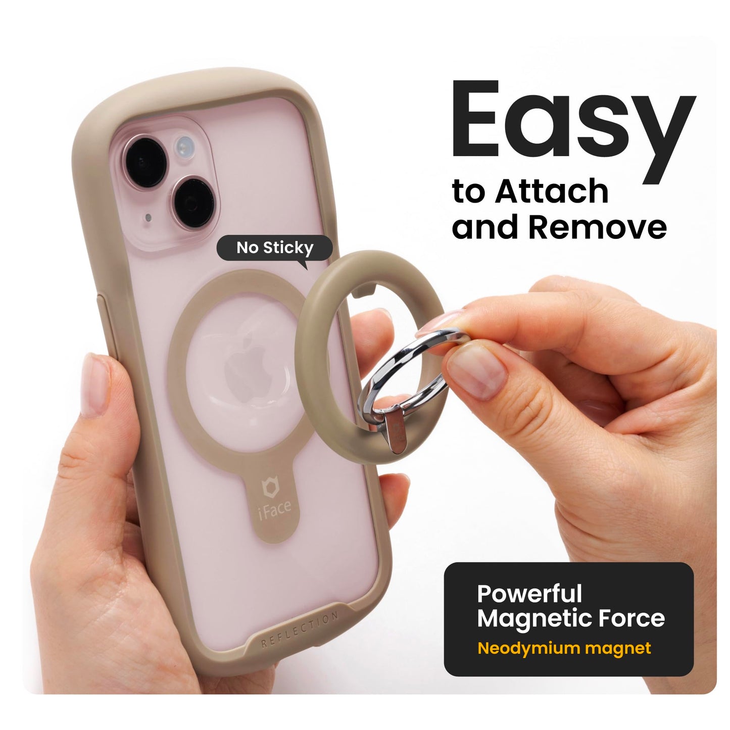 iFace MagSynq Smart Finger Ring Holder [ Compatible with MagSafe ] Magnetic Universal Smartphone Accessory for Girls/Women - Cute Stick-On Phone