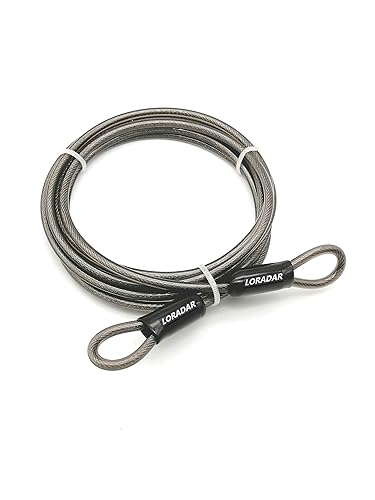 LORADAR 4mm Thick?5/32"? 7FT Thin Security Braided Coated Cable Anti-Lost Steel Cable Luggage Lock Double Loop Steel Cable (7FT)