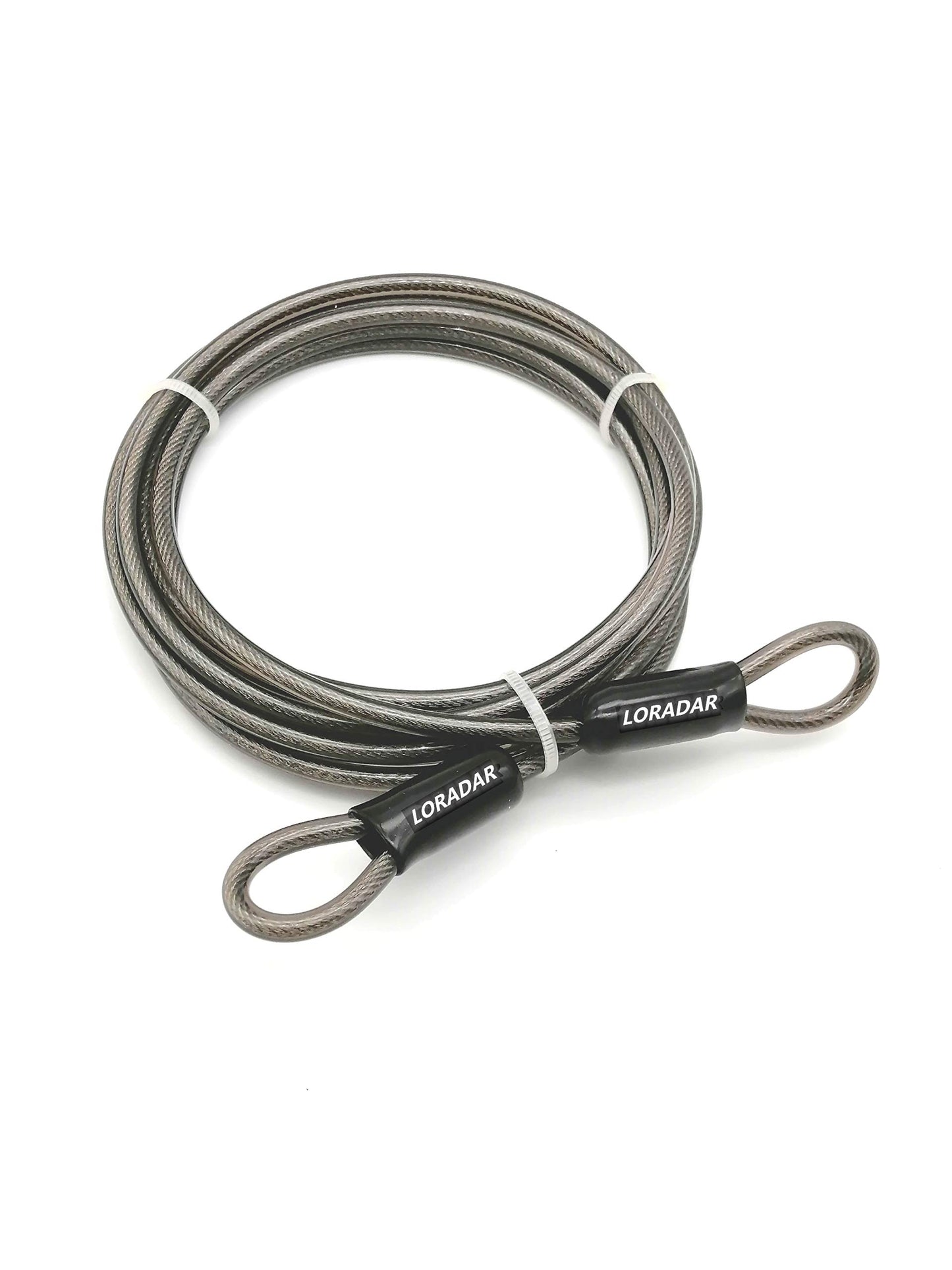 LORADAR 4mm Thick?5/32"? 7FT Thin Security Braided Coated Cable Anti-Lost Steel Cable Luggage Lock Double Loop Steel Cable (7FT)