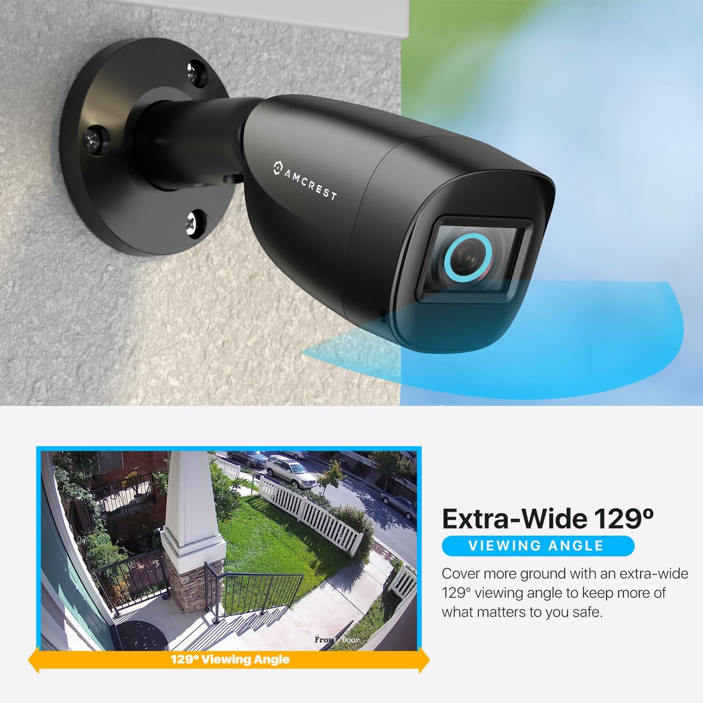 Amcrest Full HD 1080P 1920TVL Bullet Outdoor Security Camera (Quadbrid 4in1 HD-CVI/TVI/AHD/Analog), 2MP 1920x1080, 98ft Night Vision, 2.8mm Lens, 129°