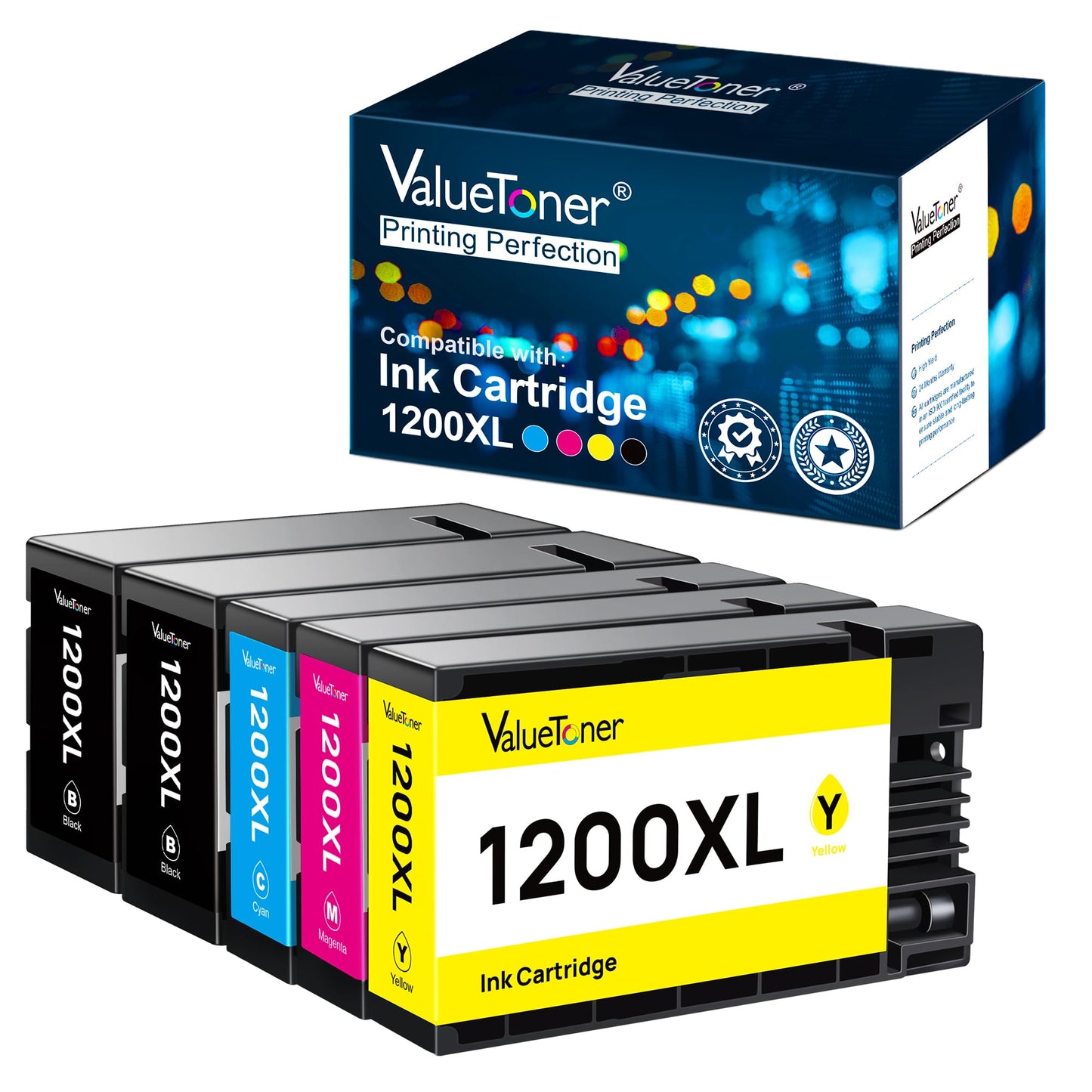 Valuetoner Compatible Ink Cartridge Replacement for Canon PGI-1200XL PGI-1200 XL 1200XL Maxify MB2320 MB2020 MB2350 MB2050 MB2120 MB2720 Inkjet
