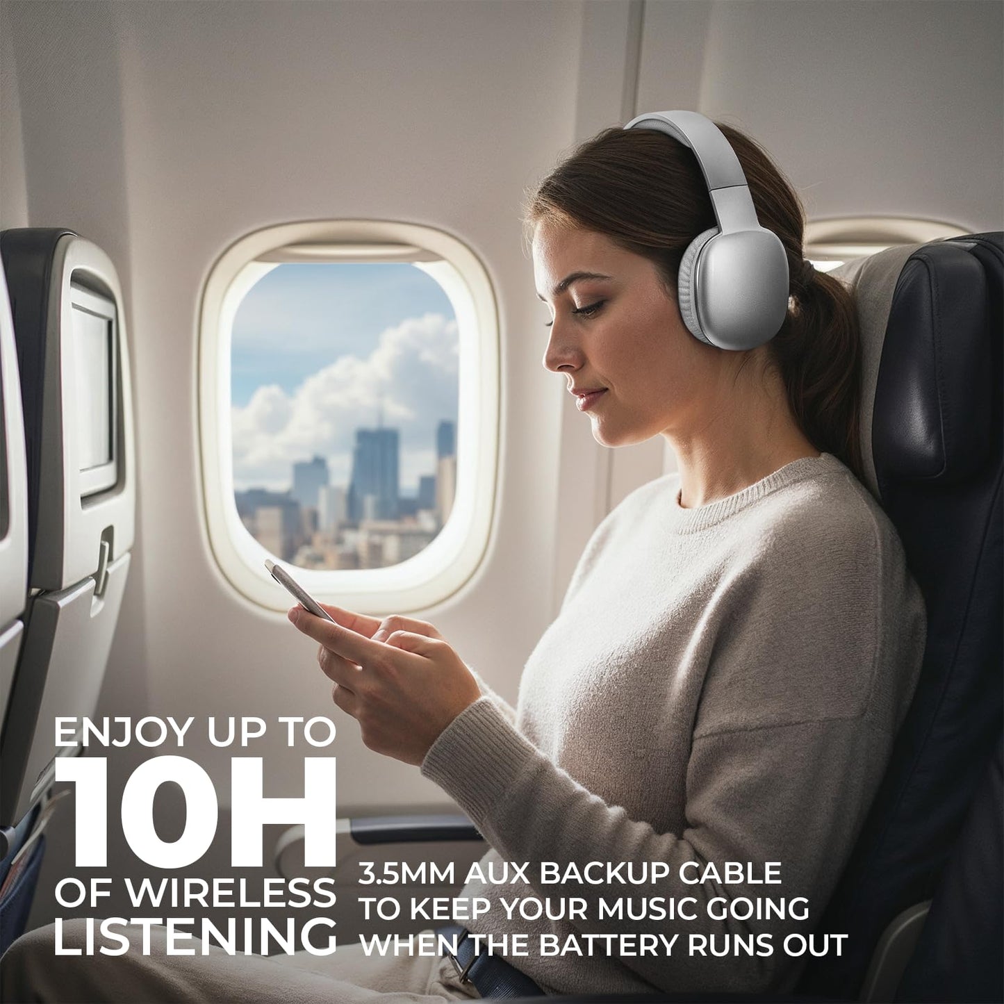 iJoy Ultra Wireless Over-Ear Bluetooth Headphones with Mic, Up to 10 Hours Playtime, Bluetooth Headset 33Ft Range with Backup AUX Cable & SD Slot…