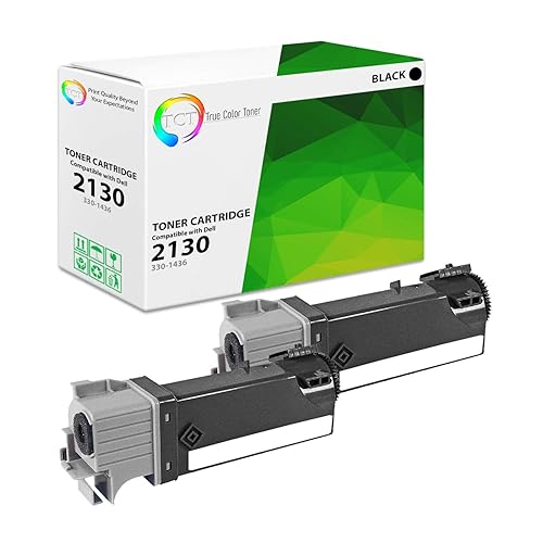 TCT 2130 Black Toner Cartridge 2 Pack - Compatible Replacement for Dell 3301436 330-1436 2130K Black Works with Dell 2130 2130CN 2135CN Printers