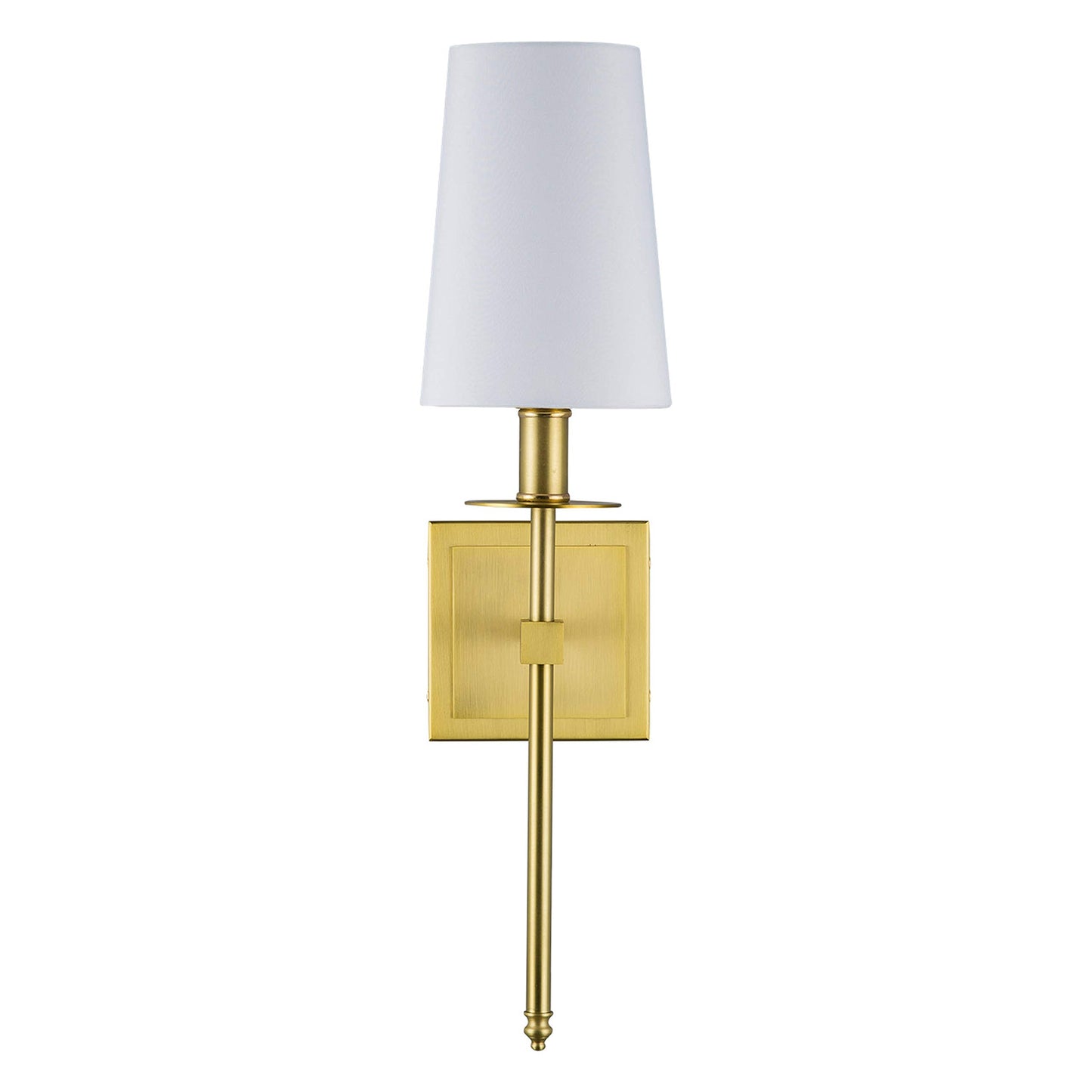Linea di Liara Torcia Gold Wall Lighting with White Fabric Shade Modern Bathroom Bedroom Wall Lamp and Hallway Wall Light Fixtures Indoor Wall Sconce
