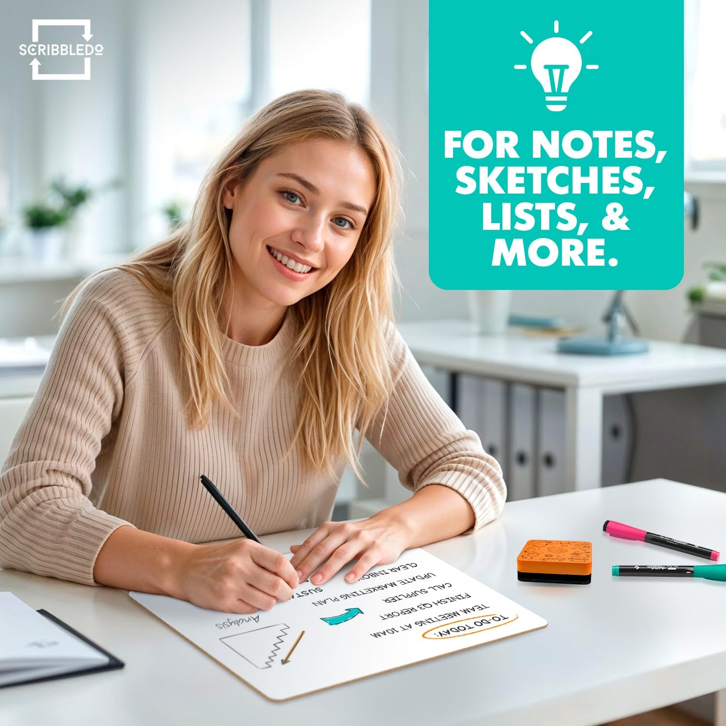 Scribbledo Small Dry Erase Whiteboard for Students 9x12