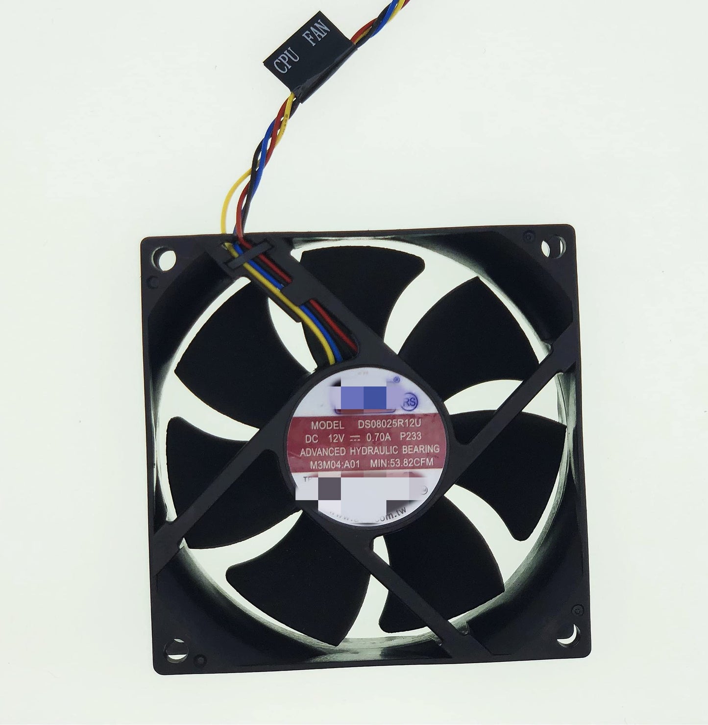 New Case cooling fan for Dell XPS 8100 Inspiron 580 580s, AVC DS08025R12U size:80mm x 25mm 8025, 4-Pin 4-Wire DC12V 0.70A