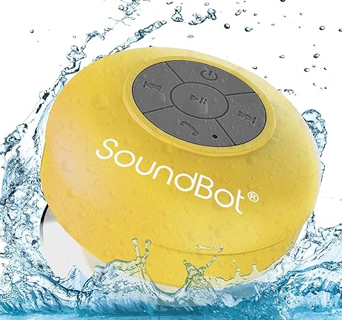 SoundBot® Waterproof Shower Speaker HD Water Resistant Bluetooth Handsfree Portable with Loud Clear Sounds 6+hrs of Playtime, Wireless Suction Cup