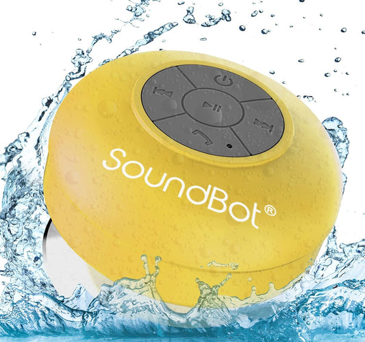 SoundBot® Waterproof Shower Speaker HD Water Resistant Bluetooth Handsfree Portable with Loud Clear Sounds 6+hrs of Playtime, Wireless Suction Cup