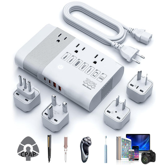 [Game-Changer] DOACE 500W Max 220V to 110V Converter, 50Hz to 60Hz Voltage Converter for European Travel, 100% Pure Sine Wave Voltage Converter US…