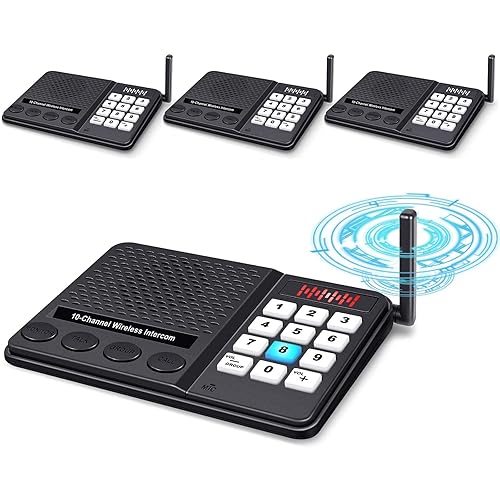 Intercoms Wireless for Home 1 Mile Long Range - GLCON 10 Channel 3 Code Wireless Intercom System for Buiness Office House Elderly - Room to Room Home