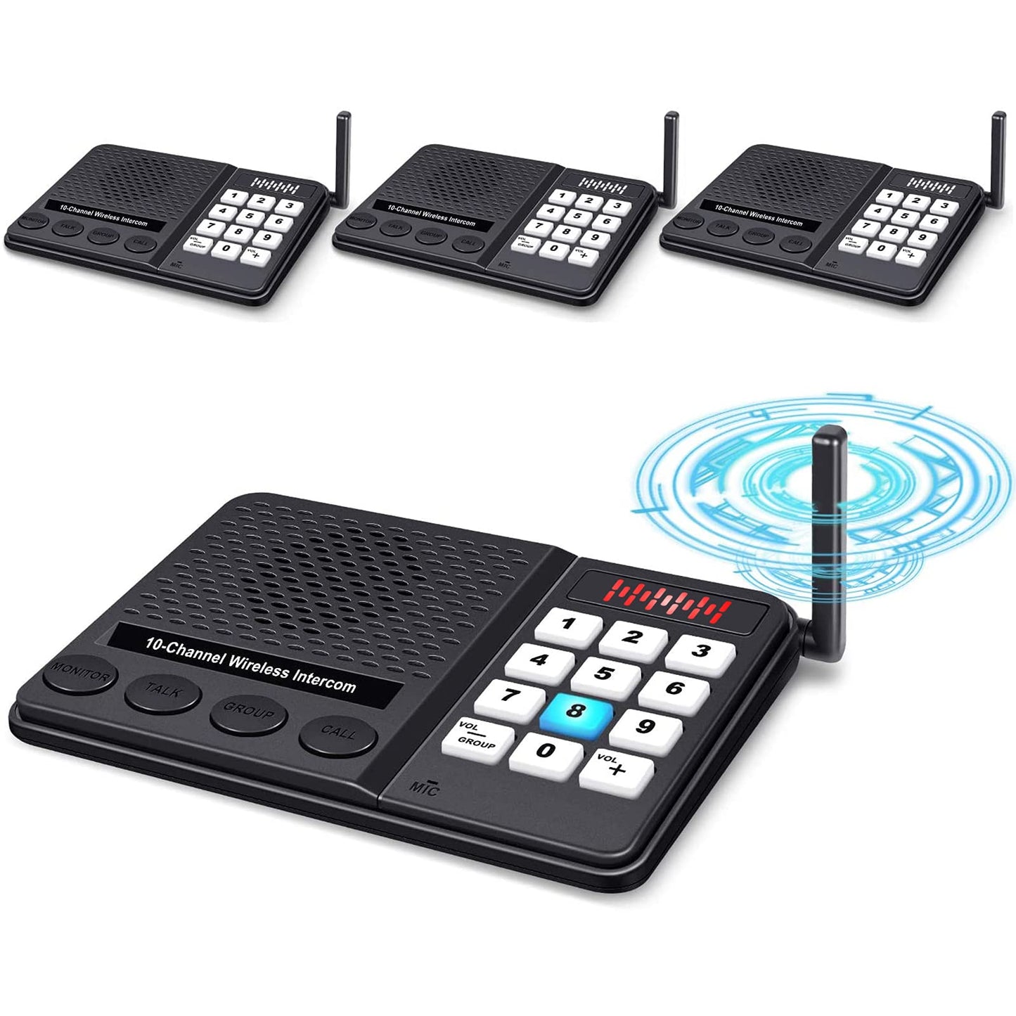 Intercoms Wireless for Home 1 Mile Long Range - GLCON 10 Channel 3 Code Wireless Intercom System for Buiness Office House Elderly - Room to Room Home