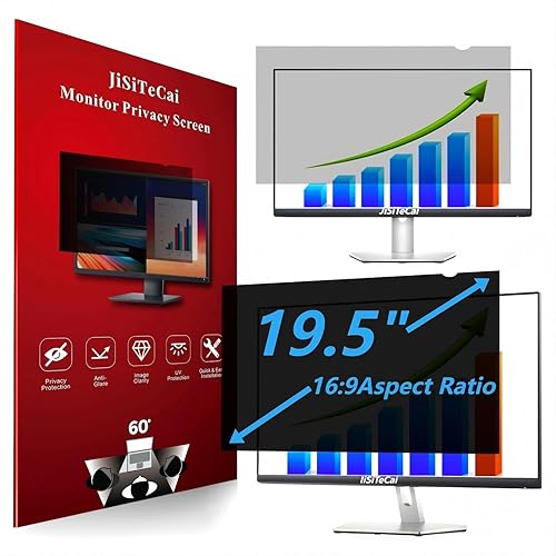 JiSiTeCai - 19.5" Computer Privacy Screen Filter for 16:9 Widescreen Monitors - Premium Anti-Glare Computer Screen Cover: Anti-Glare - Anti-Scratch