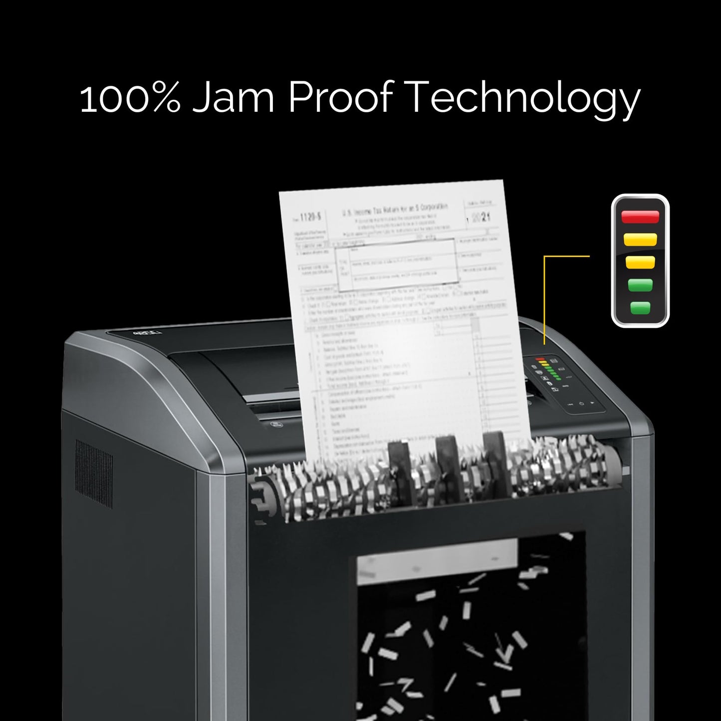 Fellowes Powershred 485Ci 100% Jam Proof Commercial Grade, Quiet Operation 30-Sheet Cross-Cut Paper Shredder, TAA Compliant (38485), Black